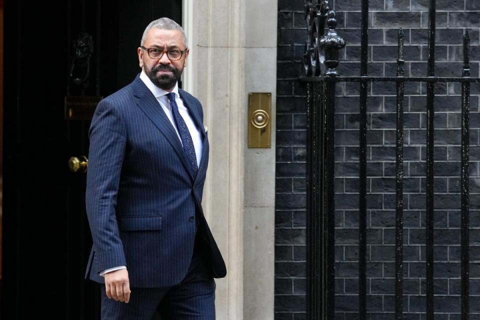 Newly appointed home secretary James Cleverly leaving Downing Street on Monday (PA)