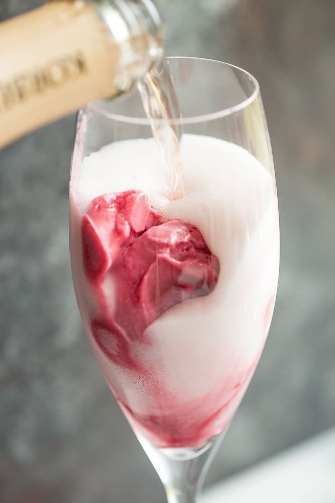 Raspberry Rosé Sorbet Mimosas