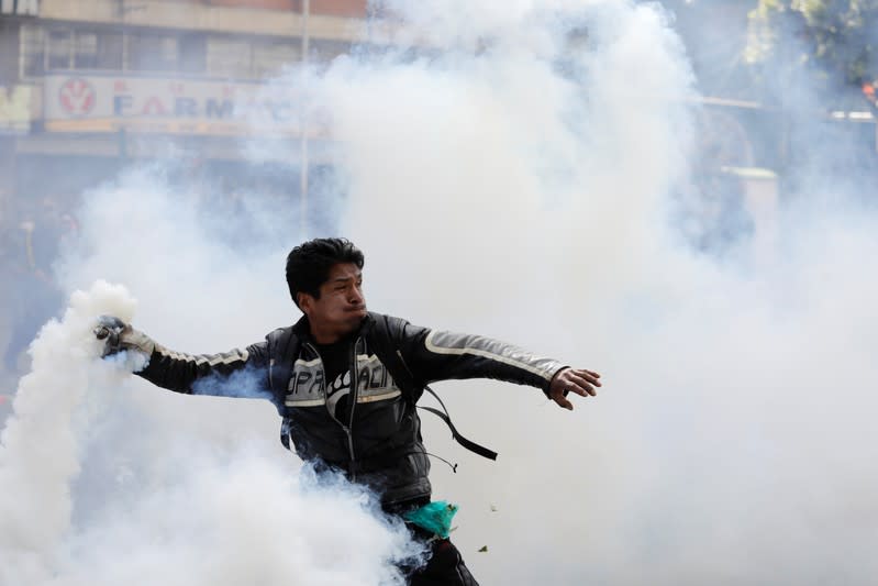 Clashes between supporters of former Bolivia's President Evo Morales and the security forces, in La Paz