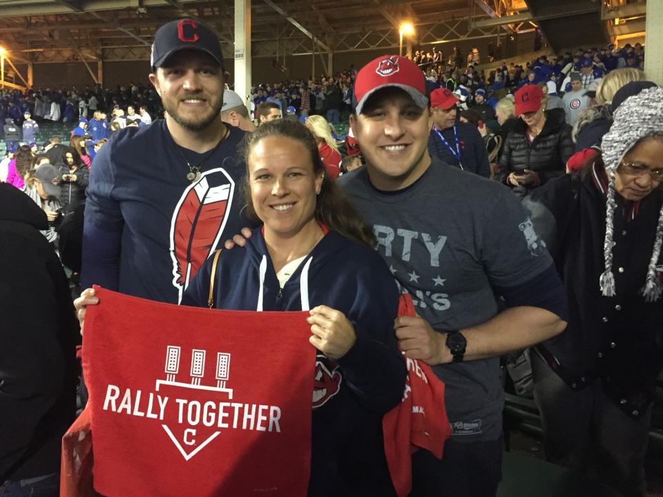 Jason Kipnis' siblings were at Game 4 to cheer him on. From left: Todd, Amanda and Blair. (Mike Oz / Yahoo Sports)