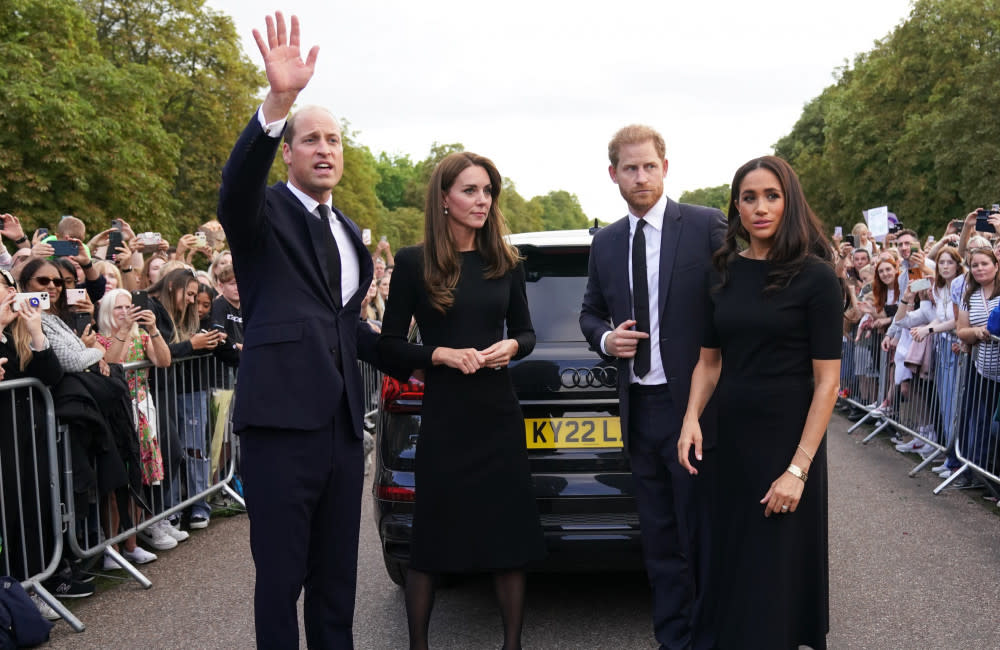 William, Harry, Catherine, Meghan credit:Bang Showbiz