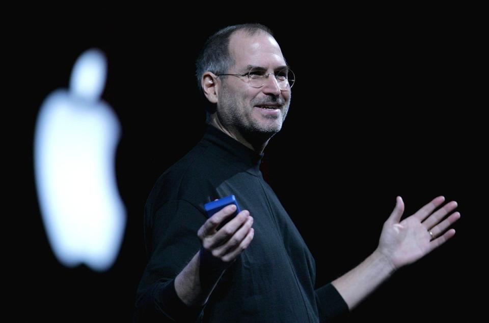 Apple CEO Steve Jobs delivers a keynote address at the 2005 Macworld Expo January 11, 2005 in San Francisco, California.  (Getty Images)