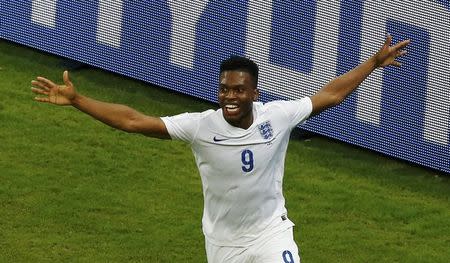 England's Daniel Sturridge celebrates after scoring a goal during their 2014 World Cup Group D soccer match against Italy at the Amazonia arena in Manaus June 14, 2014. REUTERS/Andres Stapff