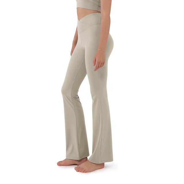ODODOS Women's Cross Waist Bootcut Yoga Pants with Inner Pocket
