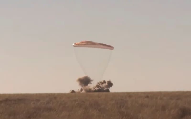 Soyuz MS-18 space capsule lands near Zhezkazgan