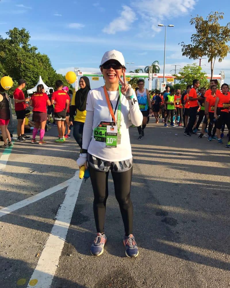 Ultra runner Evelyn Ang is seen here at the Twincity Marathon 2017. Ang was knocked down in a hit-and-run on December 10, 2017 during the Klang City International Marathon and suffered a fractured skull and brain haemorrhage. ― Picture courtesy of Ana Fauzi