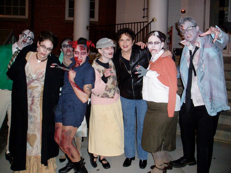 Sherie Brown joins staff members from the Massillon Public Library at Halloween.