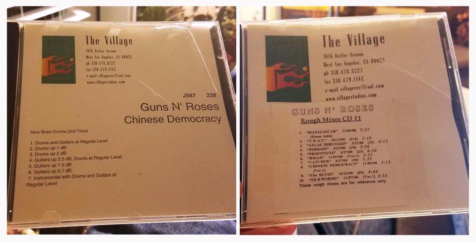 <br>Two of the CDs from the Village Recorder sessions that leaked.