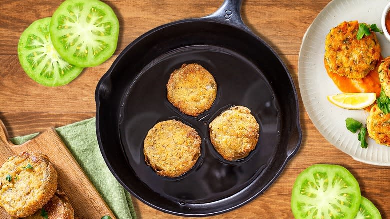 Fried green tomatoes in various ways