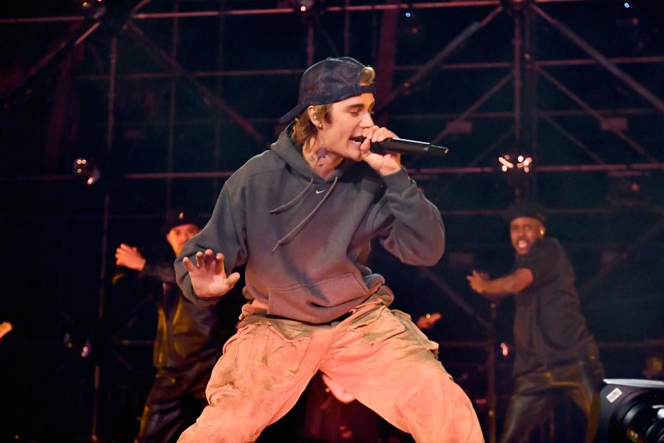 Justin Bieber performs on New Year's Eve at The Beverly Hilton, December 31, 2020.