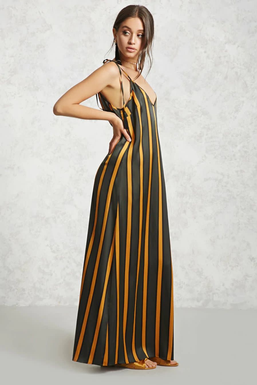 <strong><a href="https://www.forever21.com/us/shop/catalog/product/LOVE21/contemporary-main/2000318275/01" target="_blank" rel="noopener noreferrer">Forever 21 striped satin maxi dress</a>, $22.90</strong>