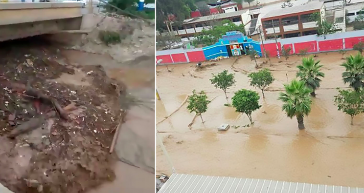 The streets of Lima were covered in flood water when a river burst its banks (CEN)