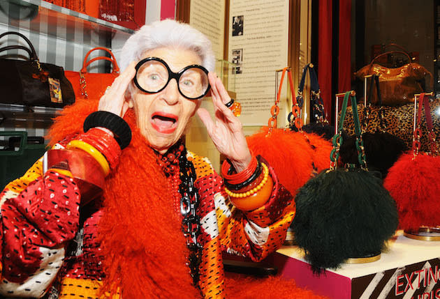 At 94, Iris Apfel is an iconic New York style icon. She was previously an interior designer and has been featured in everything from Vogue to Architectural Digest. Never one to be spotted in jeans and a t-shirt, Iris likes her accessories and she likes them *bold*.