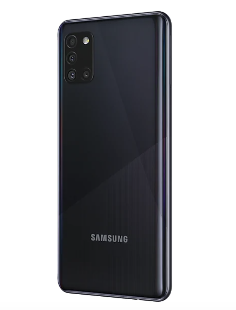 Samsung A31 rear view in prism black