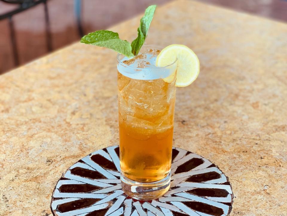 glass of iced mint tea in the morocco pavilion at epcot