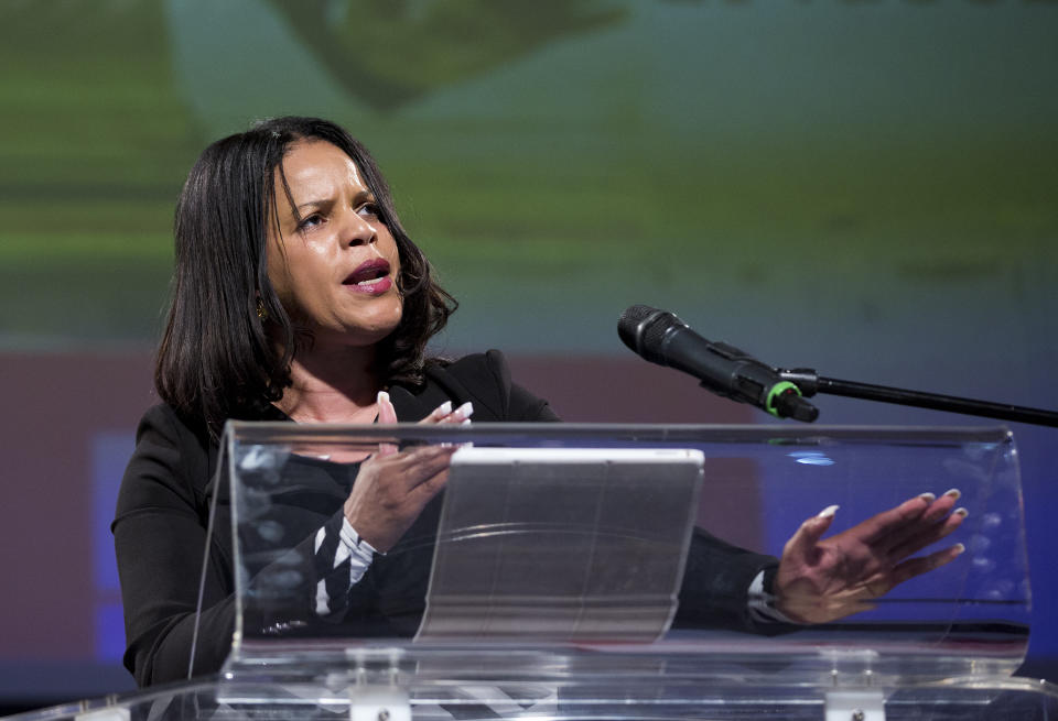 Labour councillor Claudia Webbe speaks during a leadership campaign rally in support of Jeremy Corbyn at Ruach City Church in Kilburn, north London. Sunday August 21, 2016. Photo credit should read: Isabel Infantes / EMPICS Entertainment.