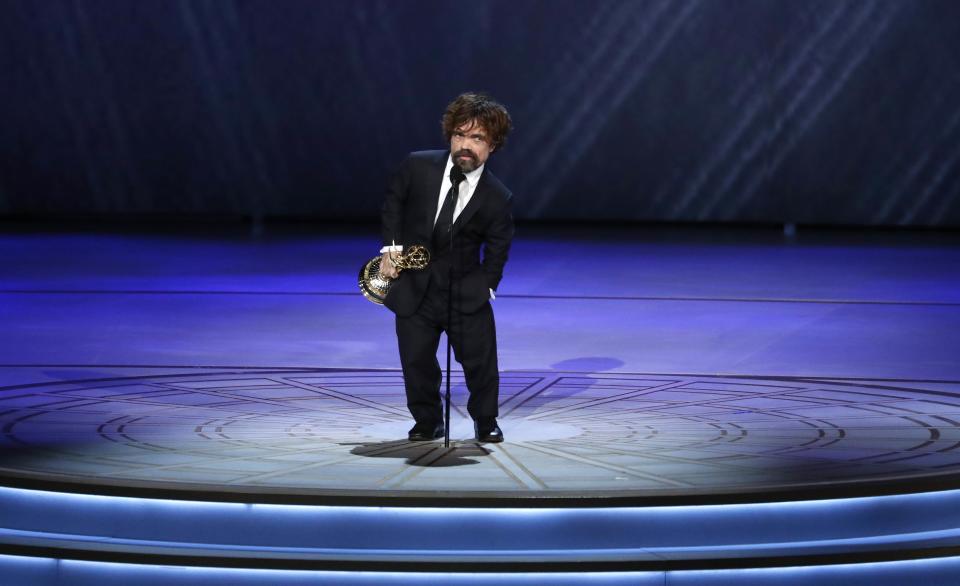 Peter Dinklage for <I>Game of Thrones</I> wins the Emmy for Outstanding Supporting Actor in a Drama series. REUTERS/Mario Anzuoni