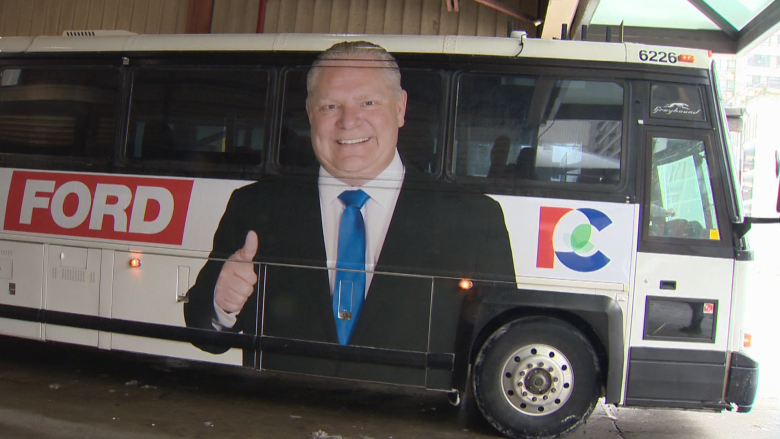 Doug Ford unveils campaign bus, 'For The People' slogan