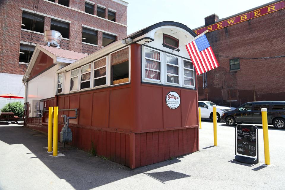 Gina Kennedy, owner of Gilley's Diner, says a new one-way traffic sign on Fleet Street is limiting customers from coming to the store and impacting operations in Portsmouth on Wednesday, May 25, 2022.