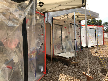 Biosecure Emergency Care Units for outbreaks (CUBE), in which the new therapeutics are administered, at ALIMA Ebola treatment centre at Beni General Hospital, Congo August 16, 2018. WHO/Nyka Alexander/Handout via REUTERS