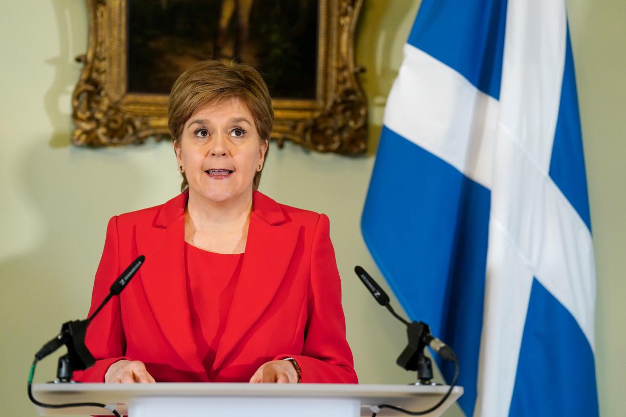 First Minister Nicola Sturgeon speaking during a press conference at Bute House in Edinburgh where she has announced that she will stand down as First Minister of Scotland after eight years. (Jane Barlow/PA) (PA Wire)