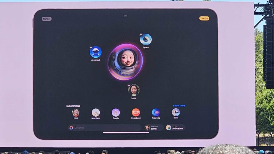Apple Intelligence Image Playground feature on stage at WWDC 2024