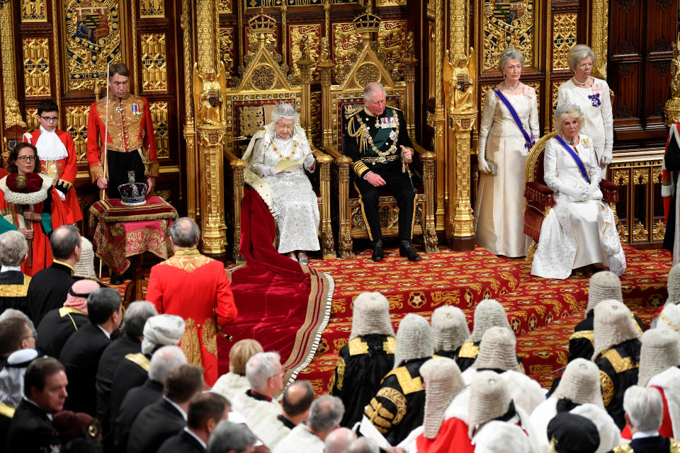 Britain's Queen Elizabeth delivers the Queen's Speech during the State Opening of Parliament in London, Britain October 14, 2019. REUTERS/Toby Melville/Pool