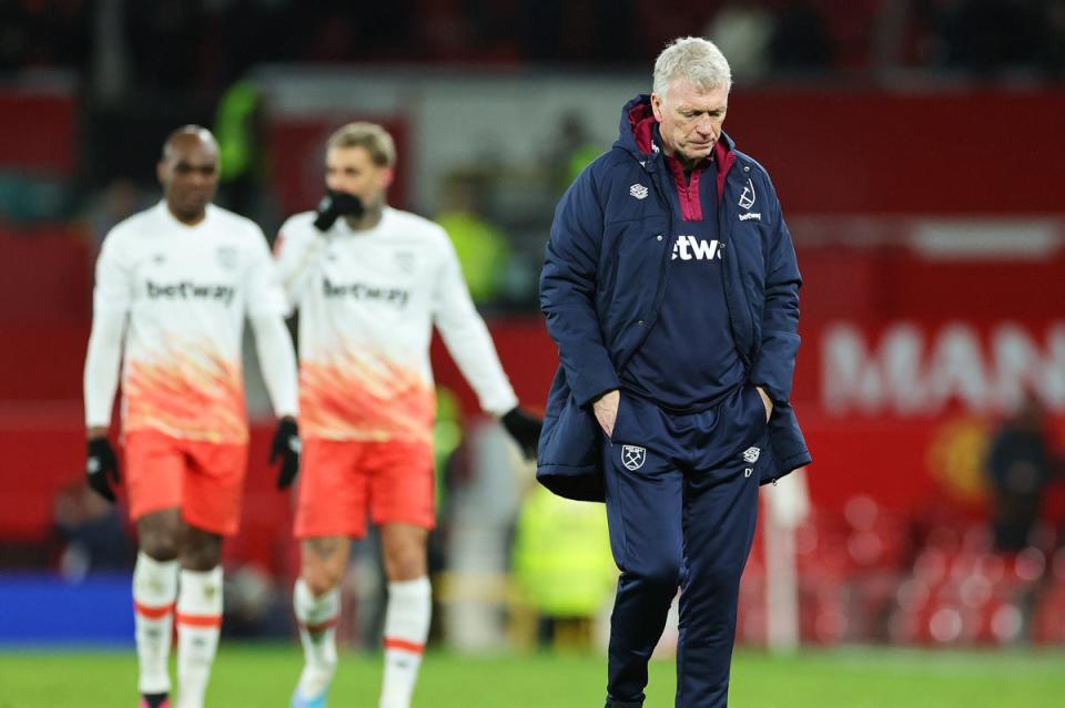 Opportunity missed: West Ham led inside the final 15 minutes at Old Trafford, only to end up losing 3-1  (Getty Images)