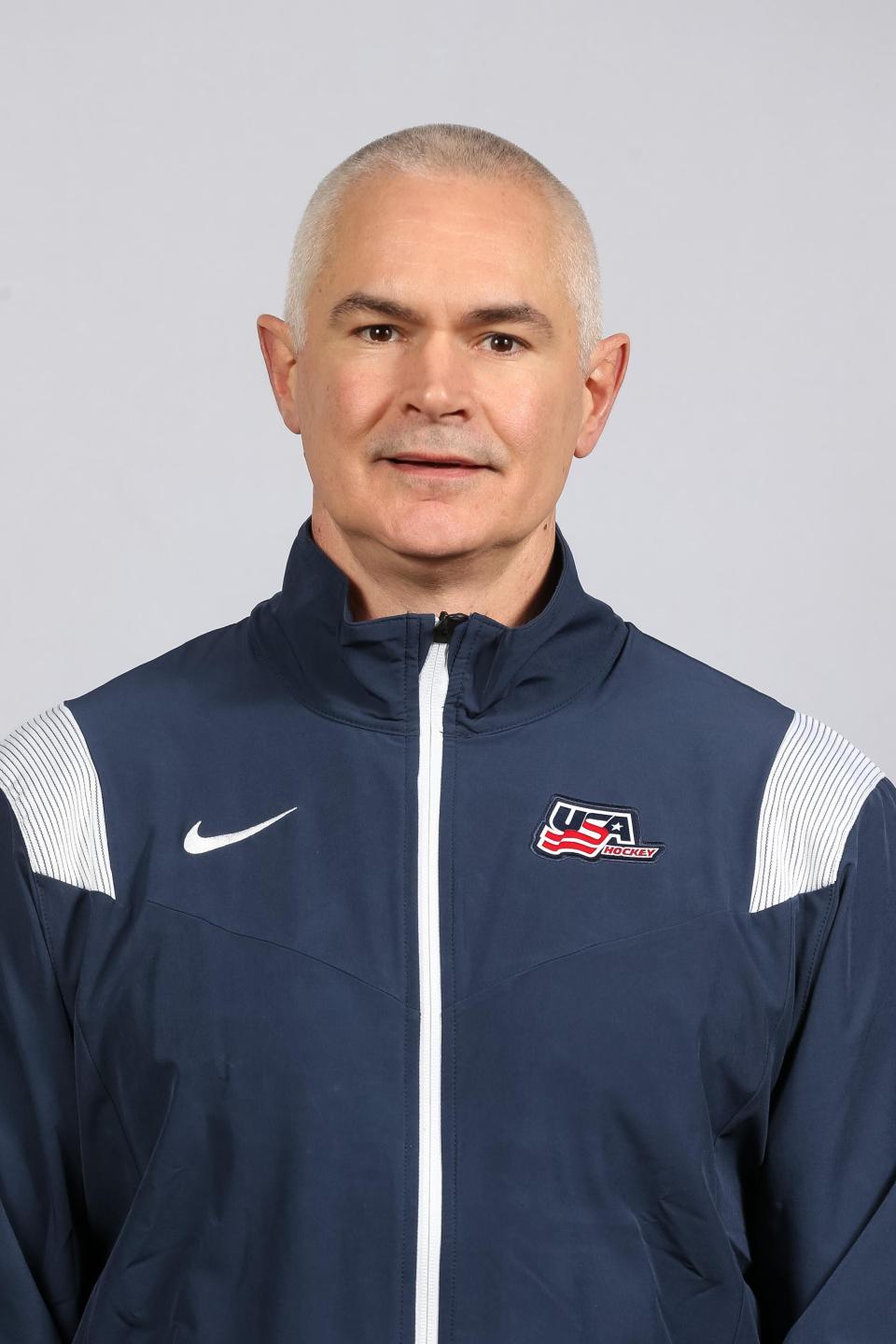 MONCTON, NEW BRUNSWICK - DECEMBER 25: USA's physiotherapist Kevin Ricks - 2023 IIHF World Junior Championship at Avenir Centre on December 25, 2022 in Moncton, New Brunswick.