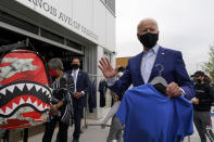 Democratic presidential candidate former Vice President Joe Biden shops for his grandchildren at Three Thirteen in Detroit, Wednesday, Sept. 9, 2020. Biden is visiting Michigan for campaign events. (AP Photo/Patrick Semansky)