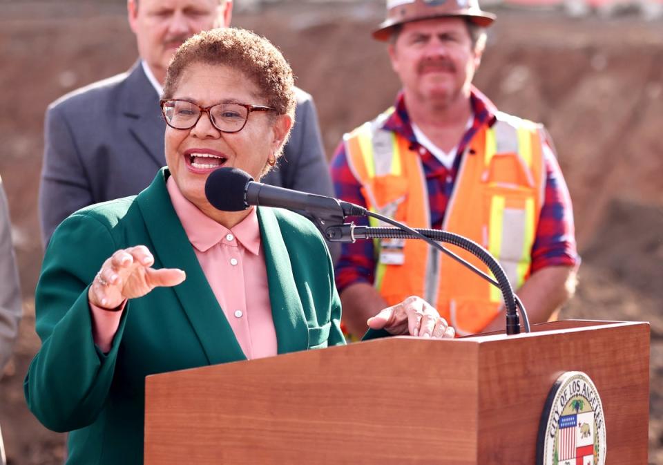Los Angeles mayor Karen Bass has made tackling homelessness her signature issue (Getty Images)
