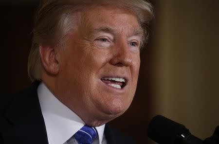 U.S. President Donald Trump speaks before signing the “VA Accountability Act” in the East Room of the White House in Washington, U.S., June 23, 2017. REUTERS/Jonathan Ernst