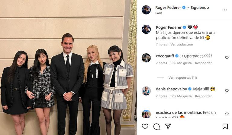 La publicación de Roger Federer junto a la banda BlackPink