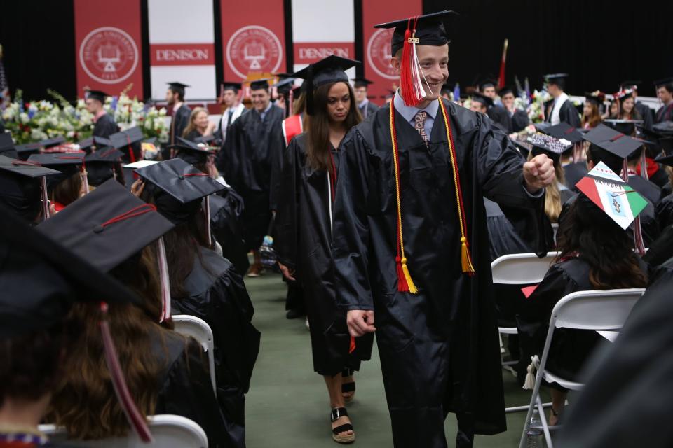 Graduates find their seats in Mitchell Center for Denison University's 2019 Spring Commencement on May 18, 2019. Denison ranked the highest among Ohio's liberal arts universities in the 2024 U.S. News and World Report's best college rankings.