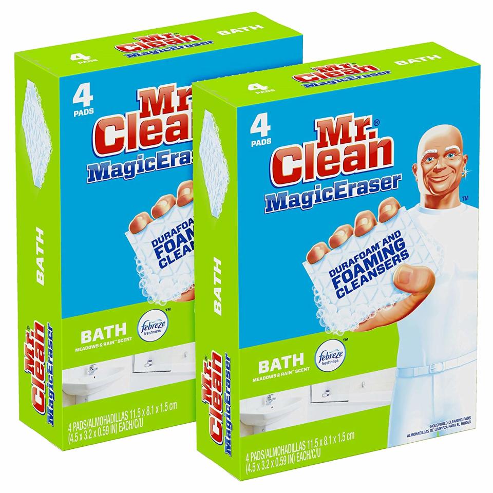 how to clean soap scum hard water stains mr clean magic erasers bath