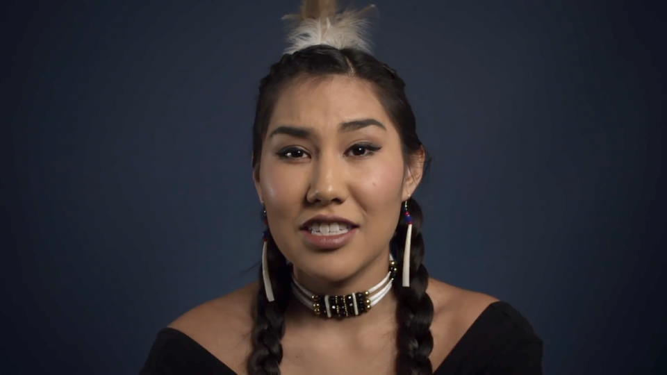 Screenshot from the Cut.com YouTube video asking Native Americans what they associate with the word “Thanksgiving.”  A mother wants the video banned from Wake County schools because she says it presents lies about the Pilgrims and Thanksgiving and is racist toward white people.