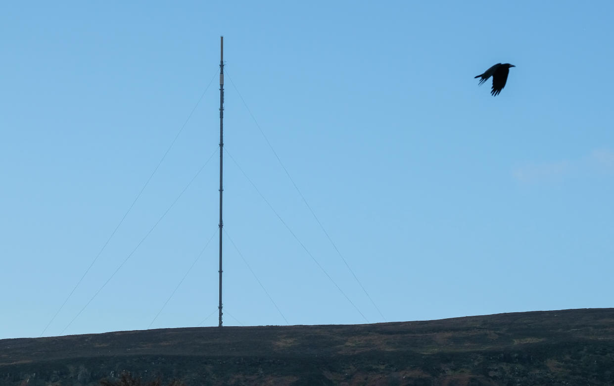 HELMSLEY, ENGLAND - JANUARY 15: Bilsdale transmitting station is a broadcasting and telecommunications facility situated on Bilsdale West Moor transmitting radio and television signals to the ITV Tyne Tees television region on January 15, 2019 in Helmsley, England. This week marks the 60th anniversary of Tyne Tees television. The 314m high tower at Bilsdale transmits to the York, Darlington, Stockton, Middlesbrough, Hartlepool, Sunderland and Harrogate areas and is one of the most powerful in the country. (Photo by Ian Forsyth/Getty Images)