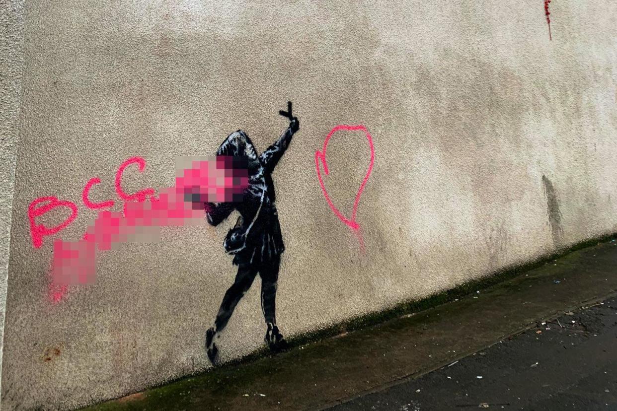 A Valentine's Day Banksy which popped up in Bristol has been vandalised: Matt Hudson