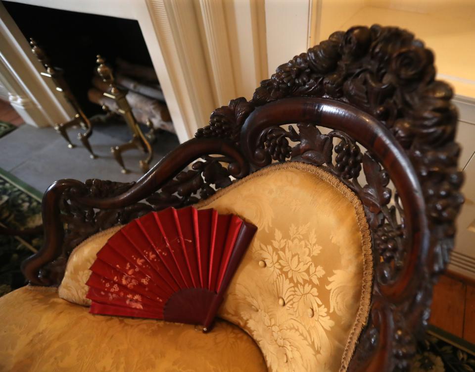 A chair in the Twin Parlors room in Mary Todd Lincoln’s House.Feb. 7, 2023