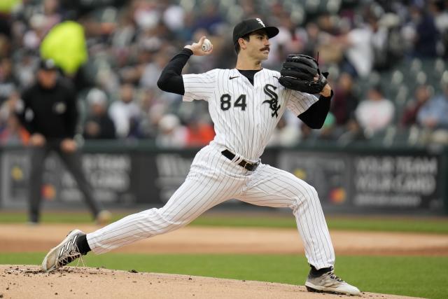Chicago White Sox starting pitcher Dylan Cease throws during the first inning of a baseball game Saturday, May 13, 2023, in Chicago. (AP Photo/Erin Hooley)