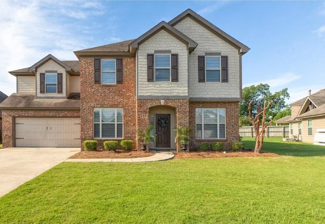 A two-story home at 605 Evanwood Drive in StoneyBrooke provides five bedrooms and three and a half bathrooms within 2,645 square feet of living space. The home was built in 2007 and is for sale for $320,000.