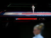 <p>Estonia's Katrina Lehis reacts during the women's fencing team épée semi-final bout.</p>