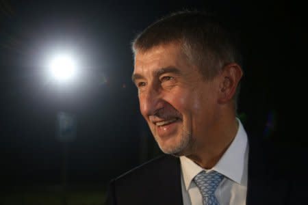 The leader of ANO party Andrej Babis arrives for a live broadcast of a debate before the country's parliamentary election in Prague, Czech Republic October 19, 2017. REUTERS/Milan Kammermayer