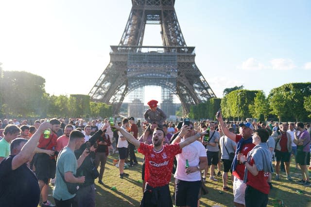 Fans in Paris ahead of the UEFA Champions League Final between Liverpool and Real Madrid