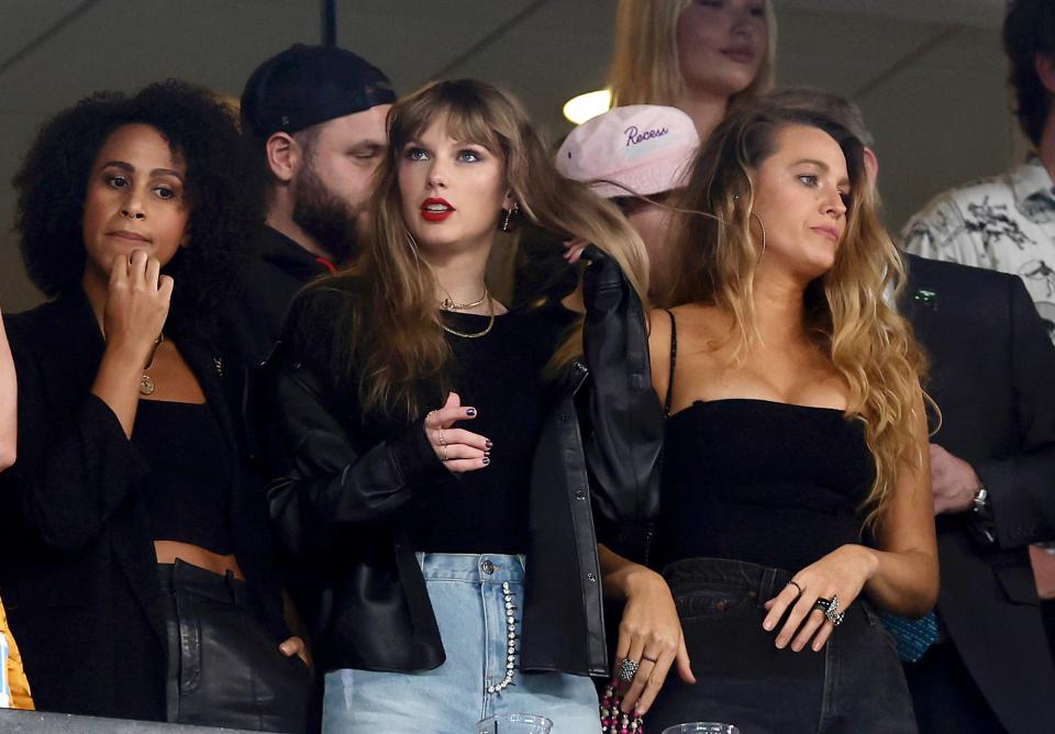 Taylor Swift attends an NFL game at MetLife Stadium on October 1, 2023.