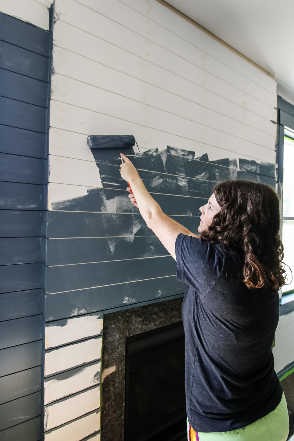 DIY shiplap fireplace