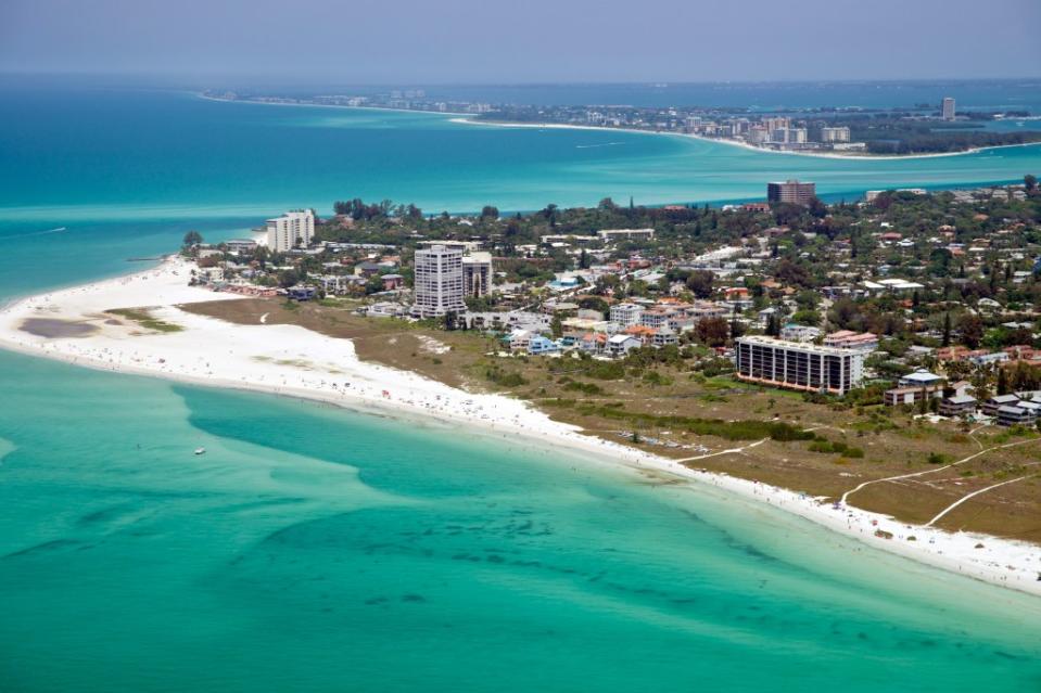 Aerial view of Siesta Key Florida via Getty Images