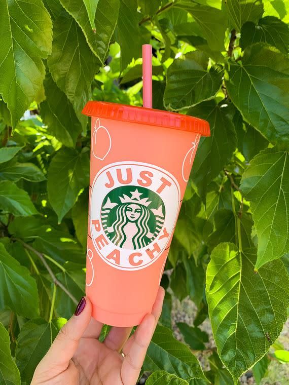 Just Peachy Starbucks Personalized Cold Cup