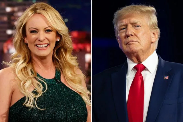 <p>Randy Holmes/Disney General Entertainment Content/Getty ; Brandon Bell/Getty </p> Stormy Daniels (left); Donald Trump