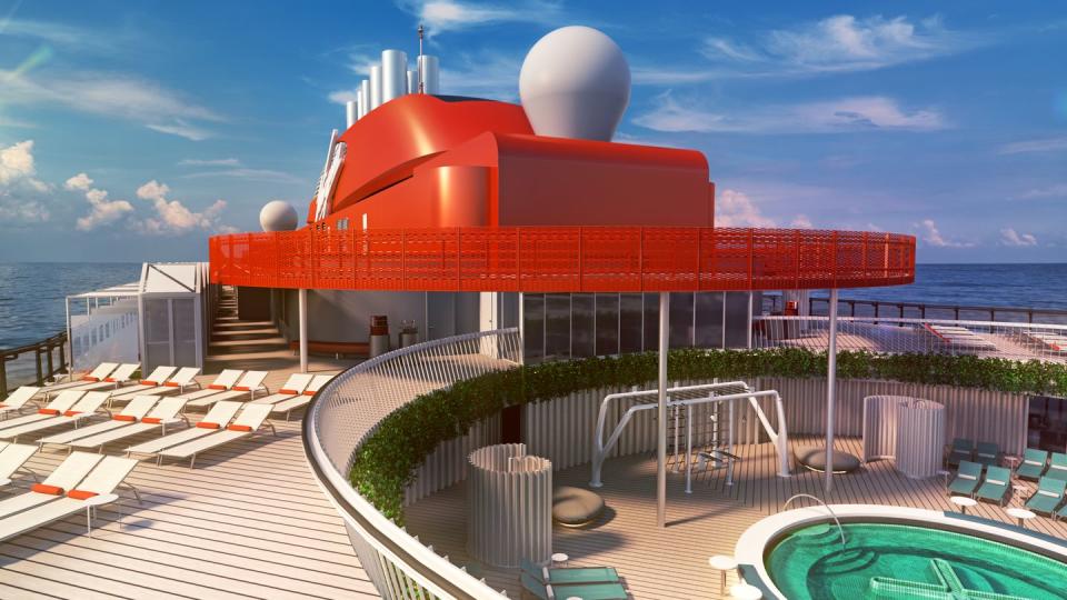 <p>The crux of this new ship is its emphasis on well-being. "Inspired by the oceans and their importance in the health and well-being for our planet and our daily lives," the ships are designed to leave travelers feeling rejuvenated. Lounging by this pool is a good place to start.</p>